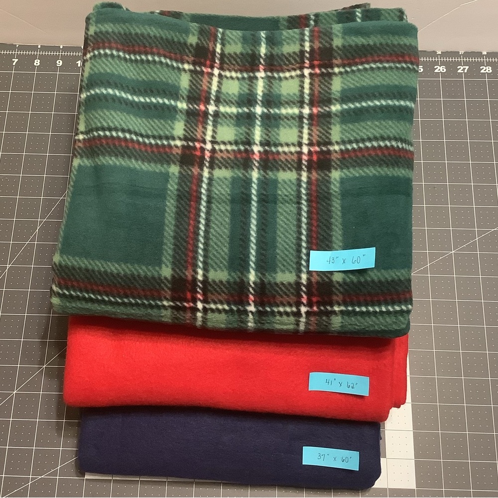 Lot of Fleece Fabric Green Plaid Red Blue NWOT